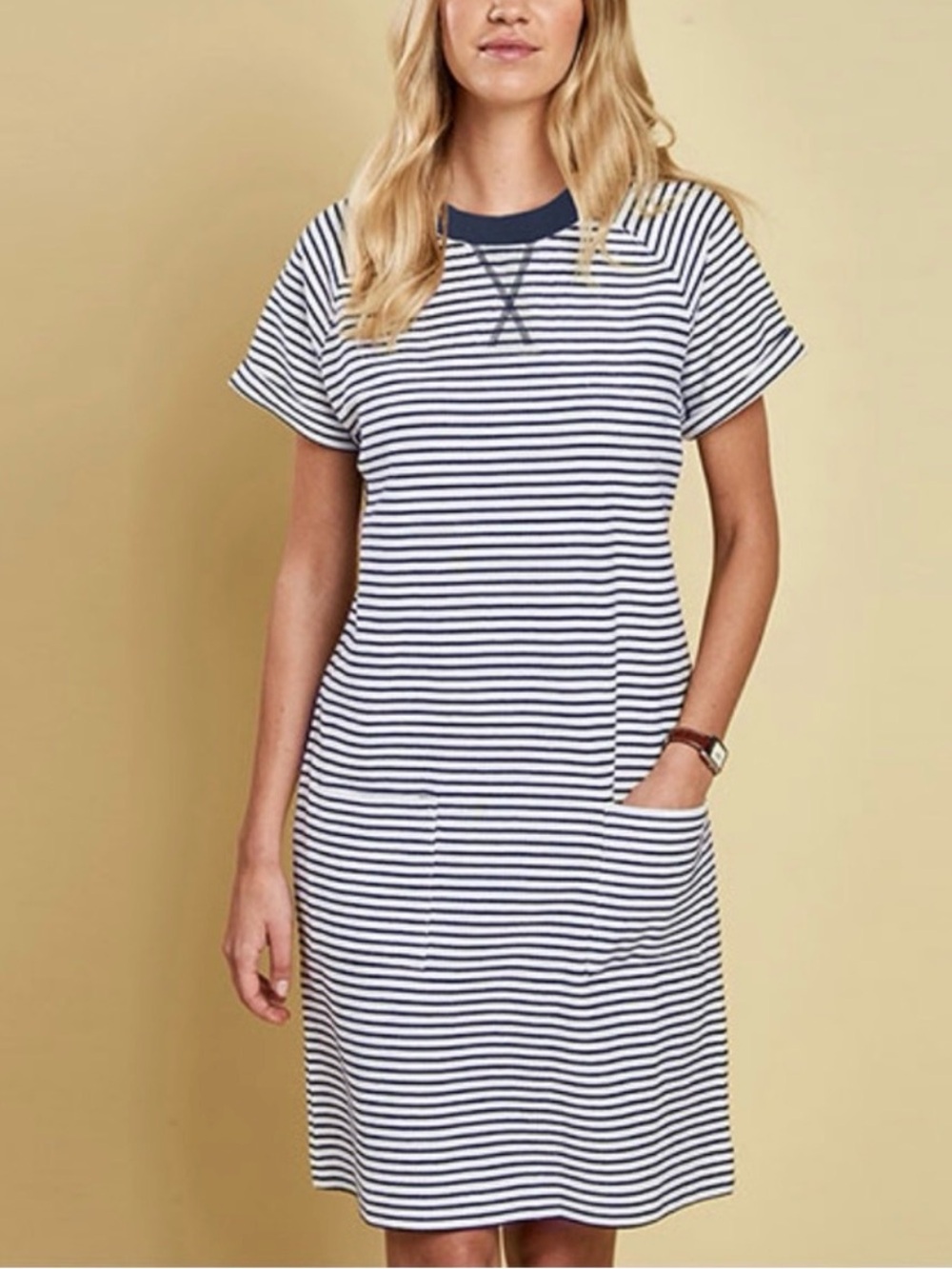 Barbour Monreith Striped Navy and White Casual T-Shirt Dress